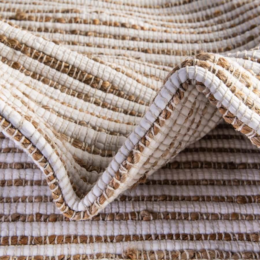 Unique Loom Indoor Rugs - Chindi Jute Bohemian 10x14 Rectangular Rug Beige