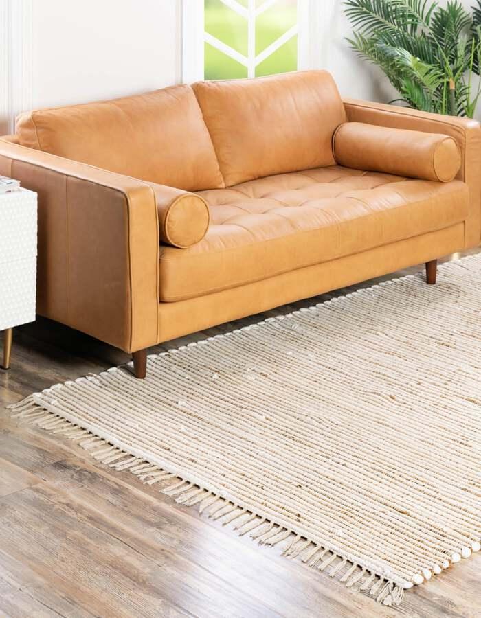 Unique Loom Indoor Rugs - Chindi Jute Bohemian 10x14 Rectangular Rug Beige