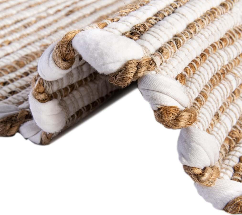 Unique Loom Indoor Rugs - Chindi Jute Bohemian 10x14 Rectangular Rug Beige