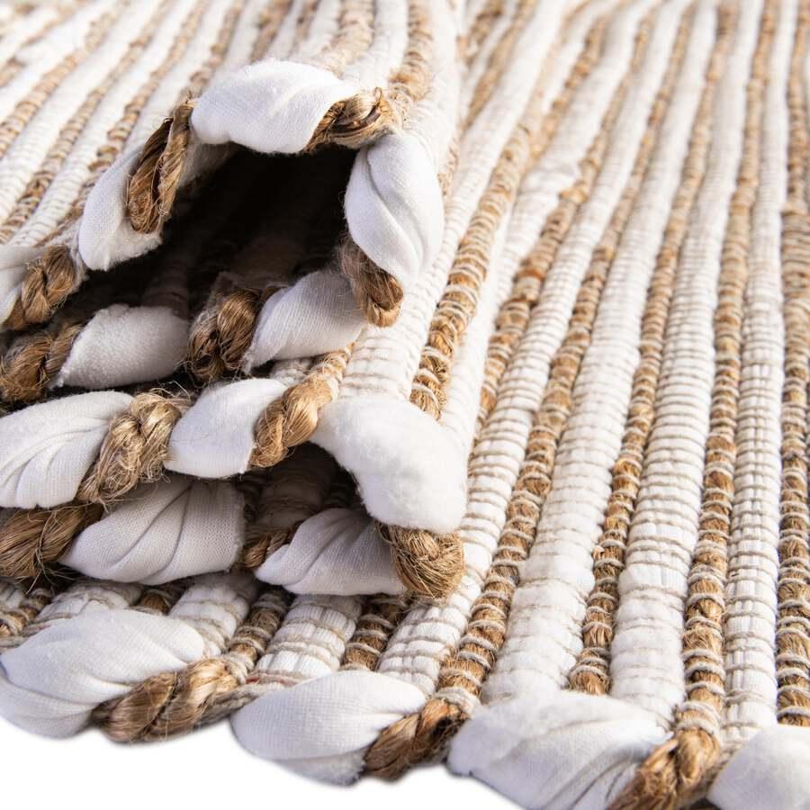 Unique Loom Indoor Rugs - Chindi Jute Bohemian 10x14 Rectangular Rug Beige