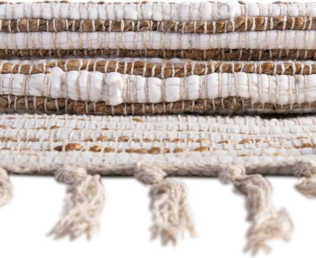 Unique Loom Indoor Rugs - Chindi Jute Bohemian 10x14 Rectangular Rug Beige