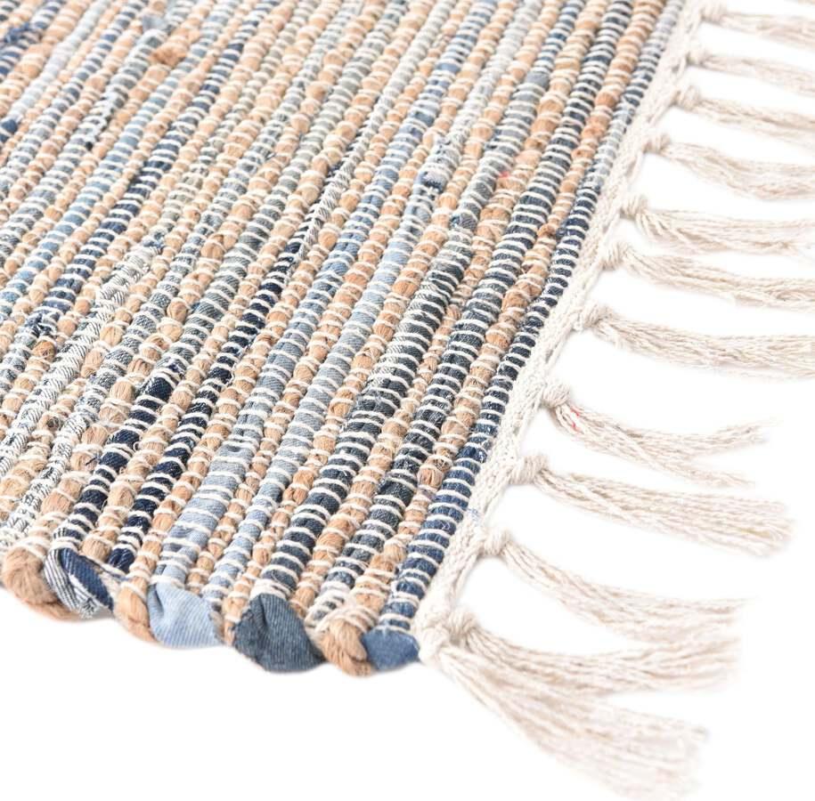 Unique Loom Indoor Rugs - Chindi Jute Bohemian 10x14 Rectangular Rug Gray