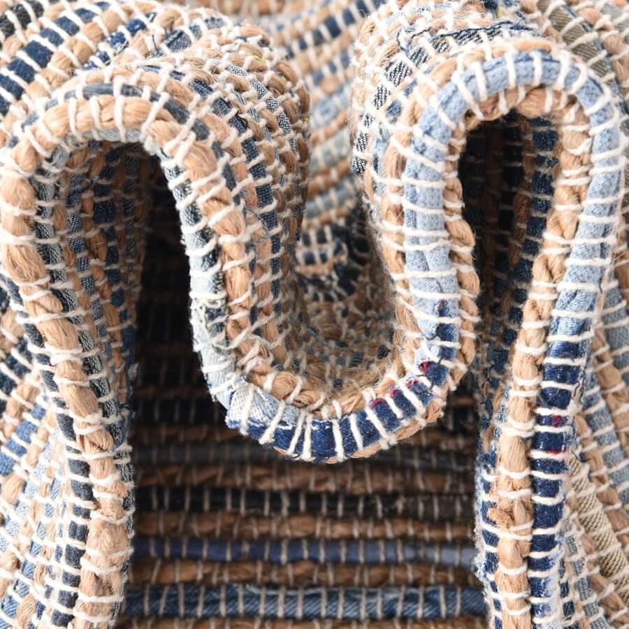 Unique Loom Indoor Rugs - Chindi Jute Bohemian 10x14 Rectangular Rug Gray