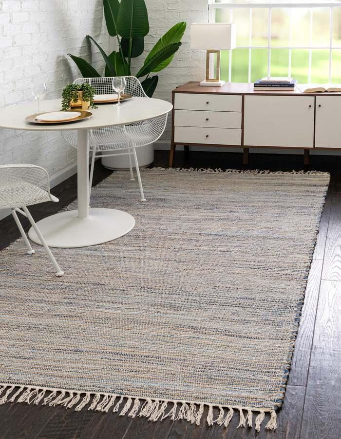 Unique Loom Indoor Rugs - Chindi Jute Bohemian 10x14 Rectangular Rug Gray