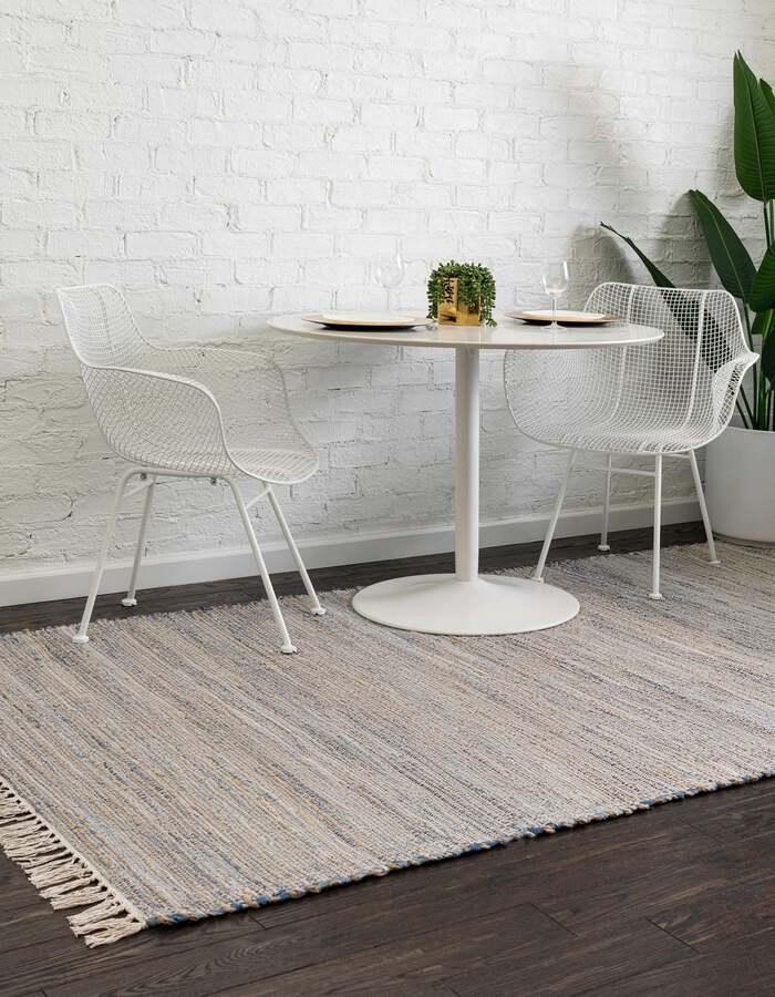 Unique Loom Indoor Rugs - Chindi Jute Bohemian 10x14 Rectangular Rug Gray