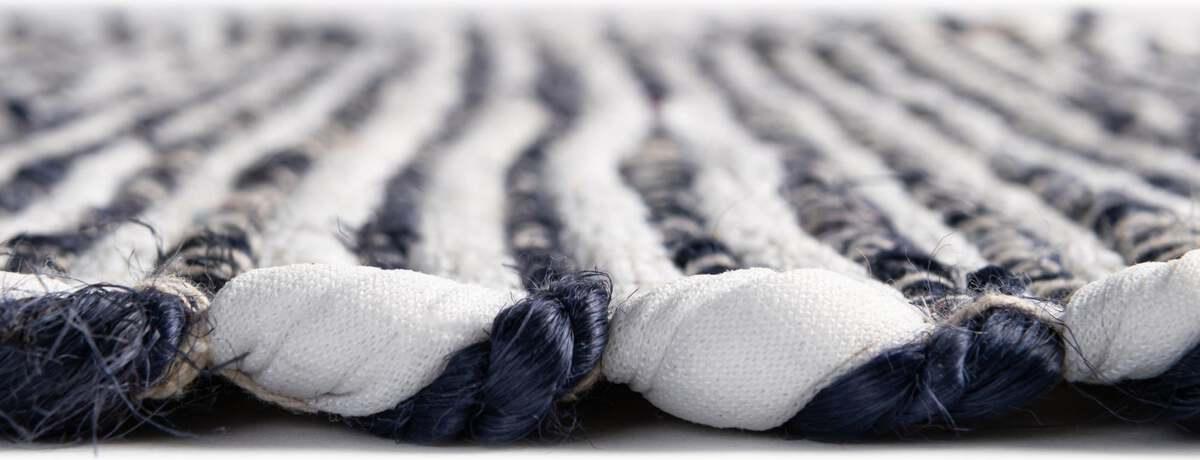 Unique Loom Indoor Rugs - Chindi Jute Bohemian 10x14 Rectangular Rug Navy Blue