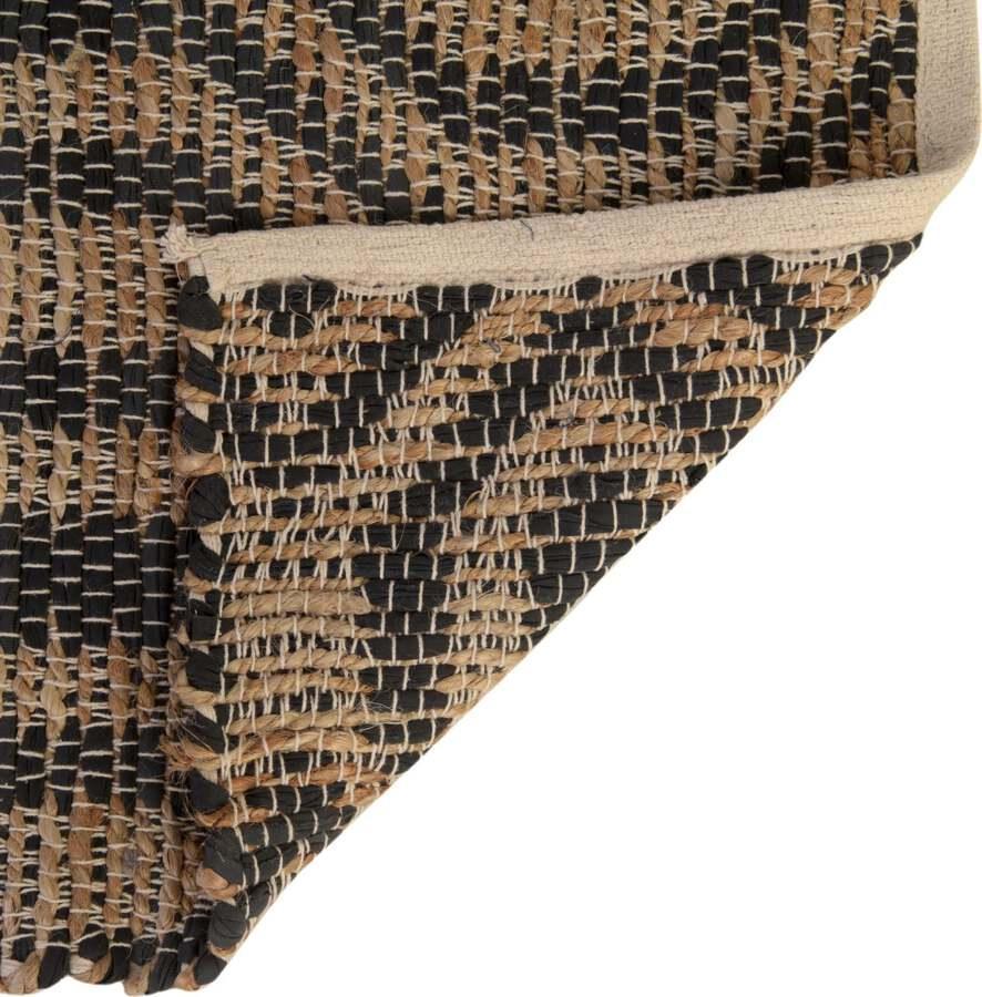 Unique Loom Indoor Rugs - Chindi Jute Contemporary 10x14 Rectangular Rug Black