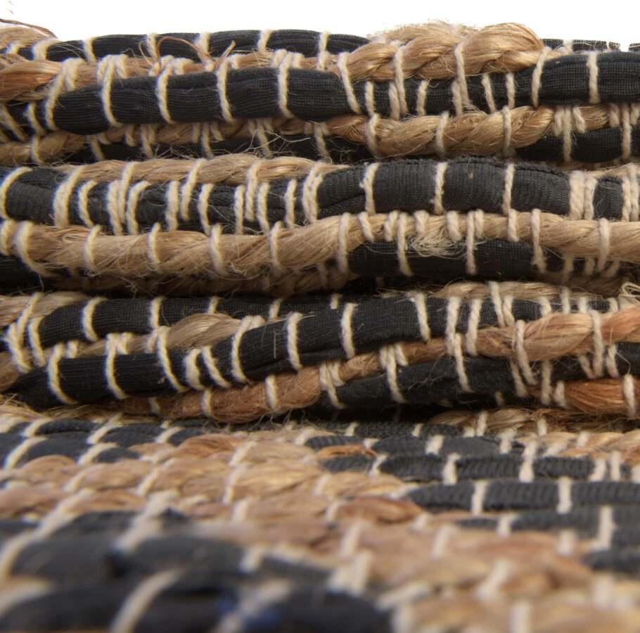 Unique Loom Indoor Rugs - Chindi Jute Contemporary 10x14 Rectangular Rug Black