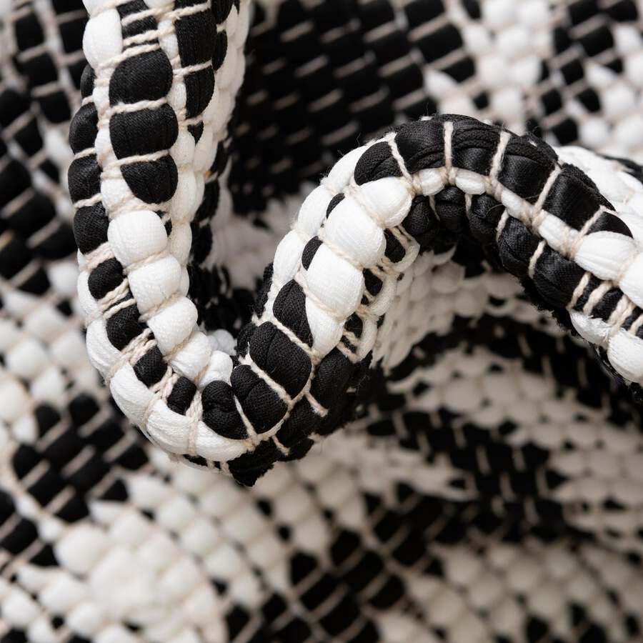 Unique Loom Indoor Rugs - Chindi Jute Contemporary 10x14 Rectangular Rug White/Black