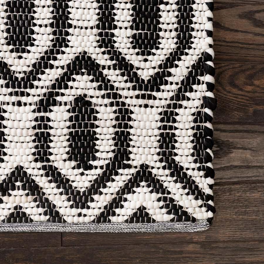 Unique Loom Indoor Rugs - Chindi Jute Contemporary 10x14 Rectangular Rug White/Black