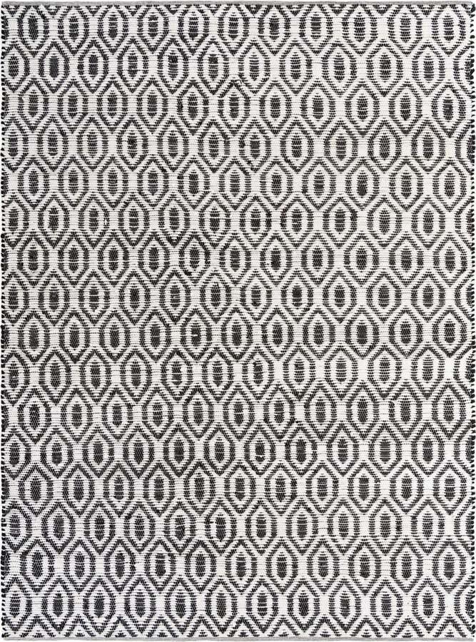 Unique Loom Indoor Rugs - Chindi Jute Contemporary 10x14 Rectangular Rug White/Black