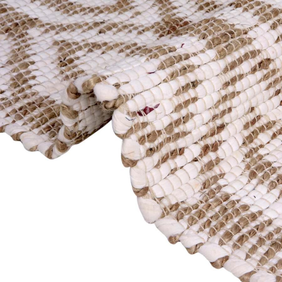 Unique Loom Indoor Rugs - Chindi Jute Contemporary 9x12 Rectangular Rug White/Natural
