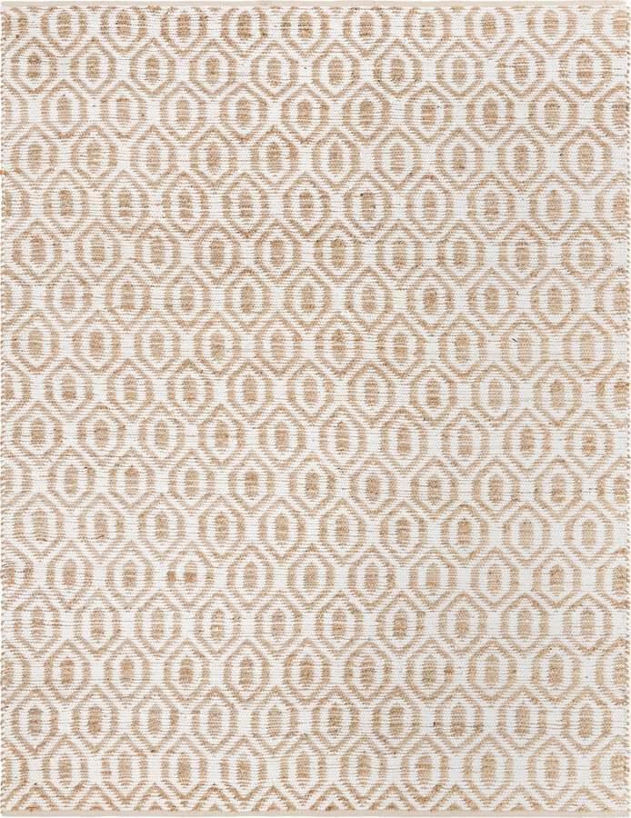 Unique Loom Indoor Rugs - Chindi Jute Contemporary 9x12 Rectangular Rug White/Natural