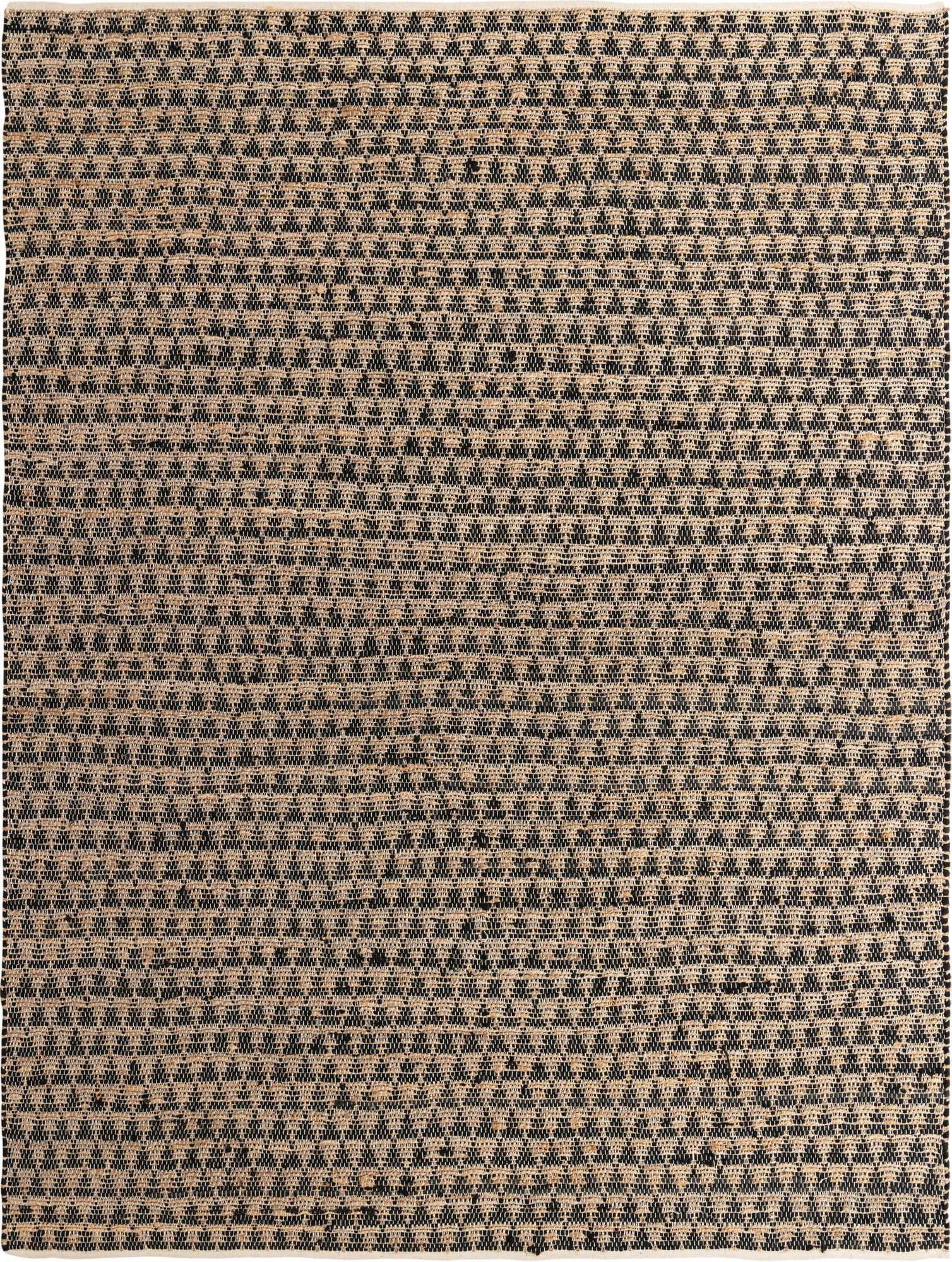 Unique Loom Indoor Rugs - Chindi Jute Geometric Rectangular 9x12 Rug Black & Natural