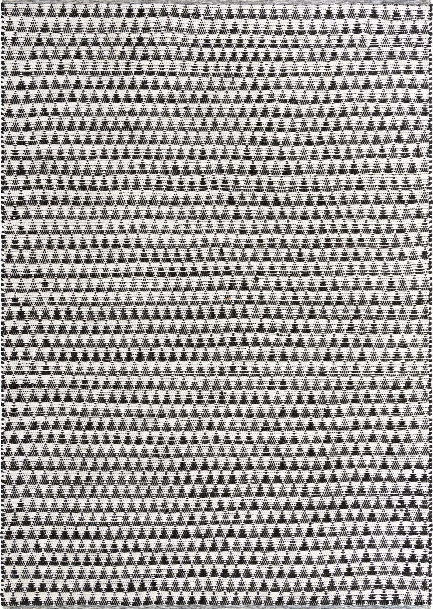 Unique Loom Indoor Rugs - Chindi Jute Geometric Rectangular 9x12 Rug White & Black