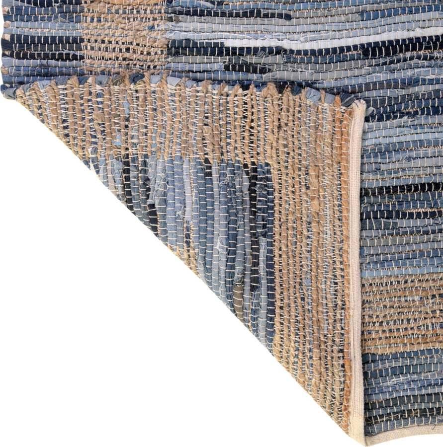 Unique Loom Indoor Rugs - Chindi Jute Modern 10x14 Rectangular Rug Navy Blue
