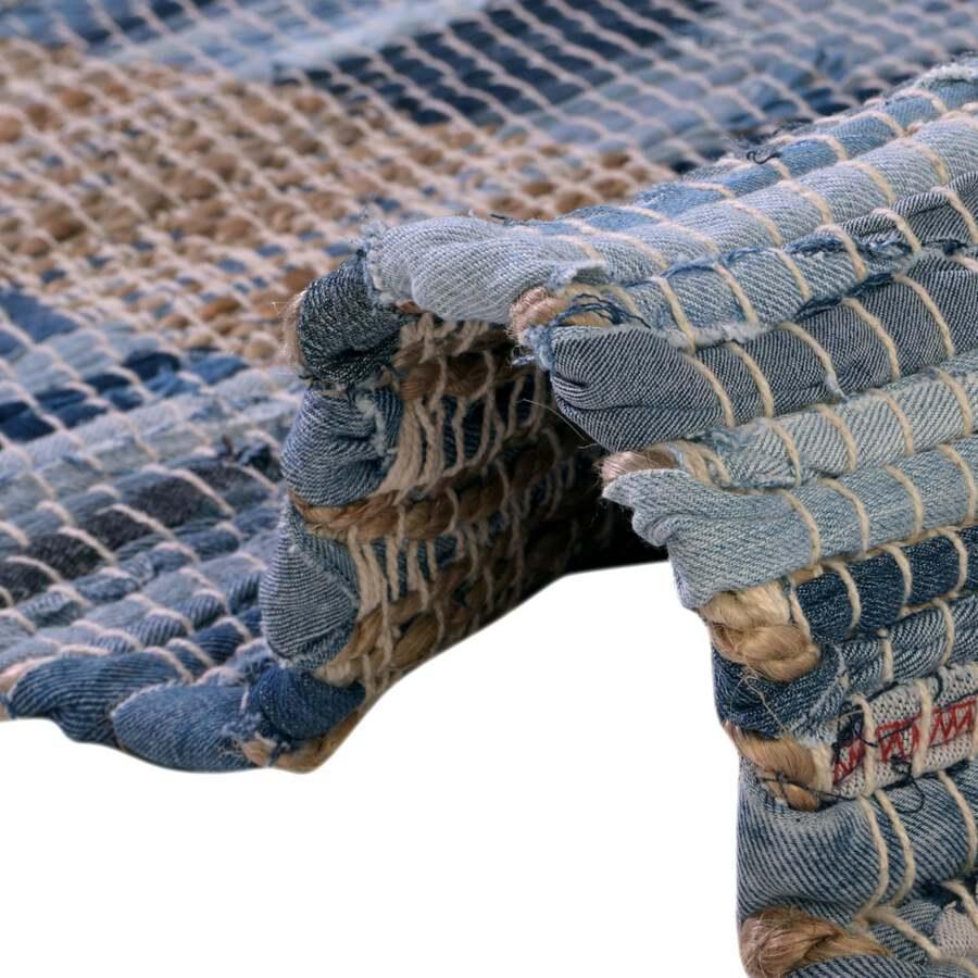 Unique Loom Indoor Rugs - Chindi Jute Modern 10x14 Rectangular Rug Navy Blue