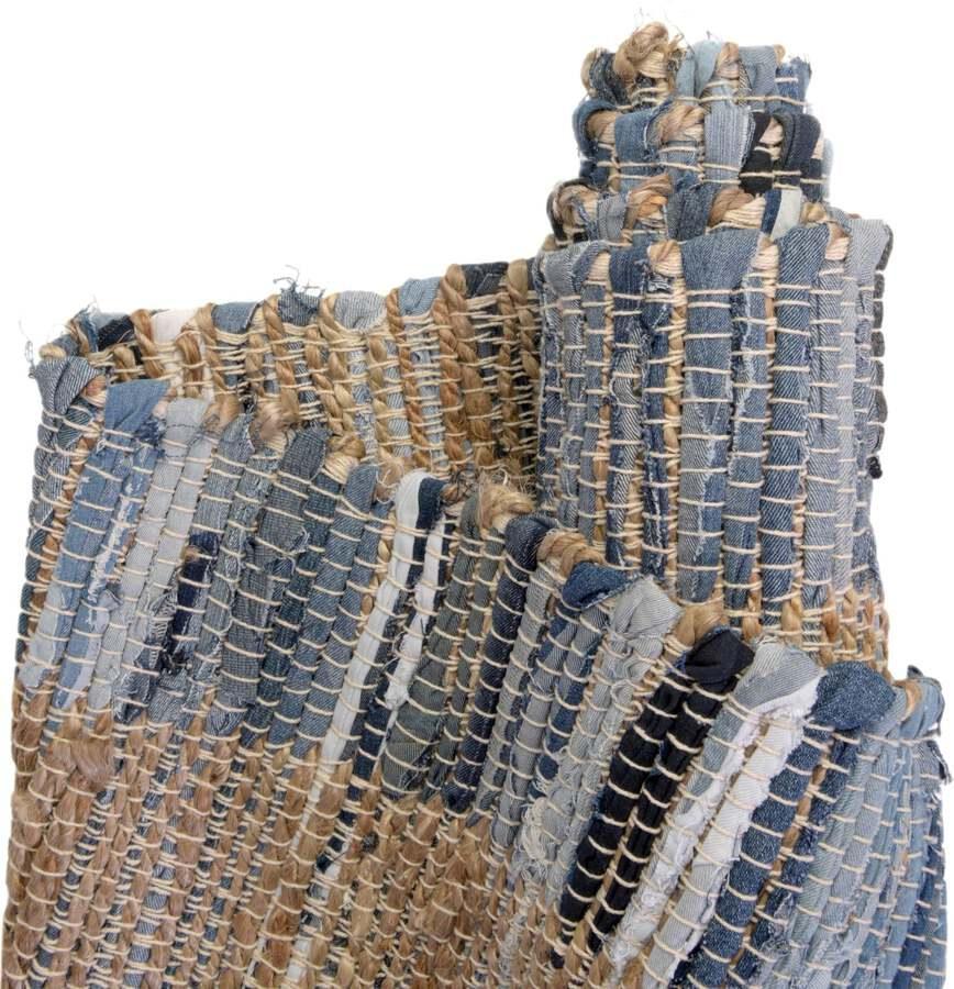 Unique Loom Indoor Rugs - Chindi Jute Modern 10x14 Rectangular Rug Navy Blue