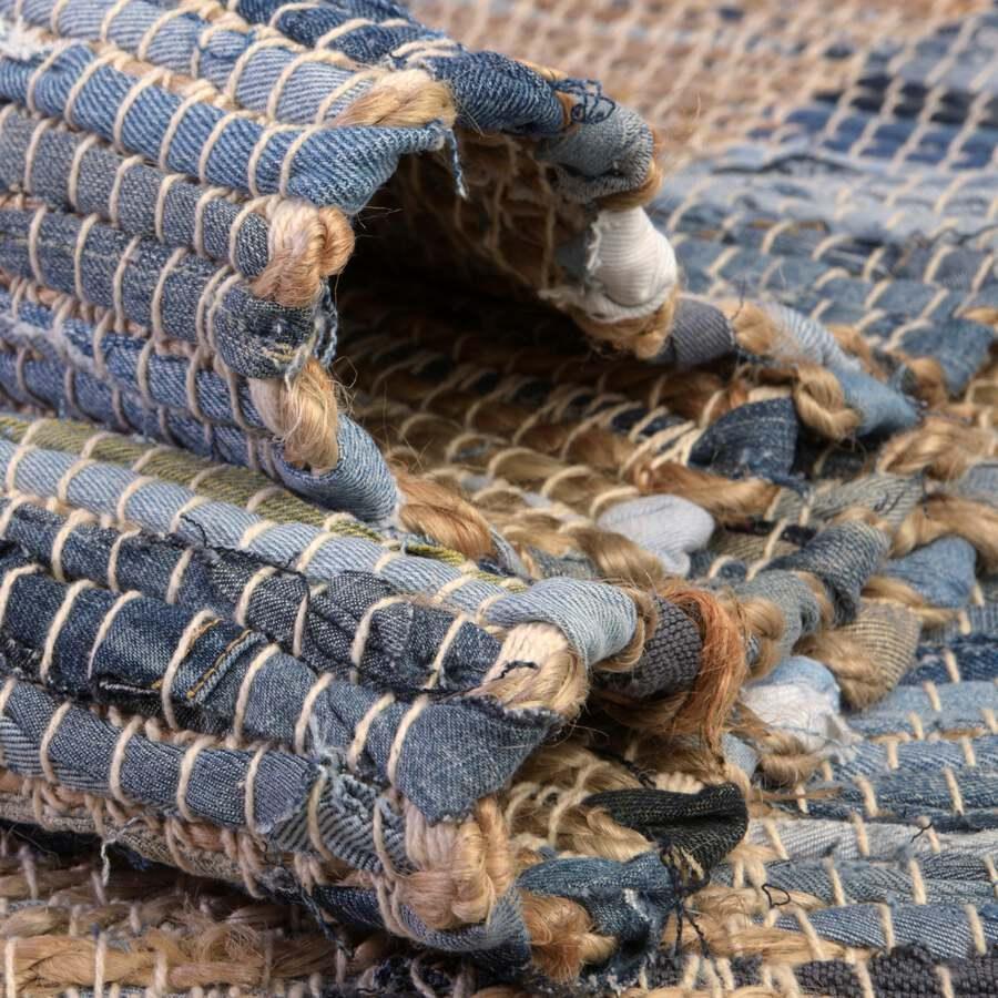 Unique Loom Indoor Rugs - Chindi Jute Modern 10x14 Rectangular Rug Navy Blue