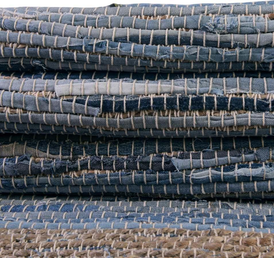 Unique Loom Indoor Rugs - Chindi Jute Modern 10x14 Rectangular Rug Navy Blue