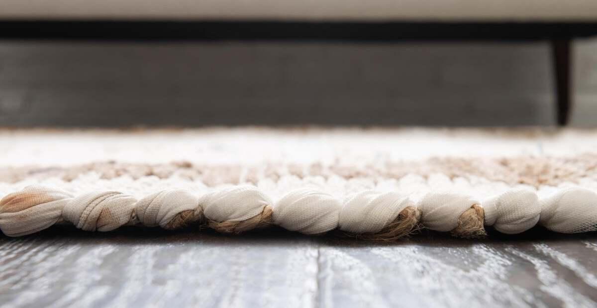 Unique Loom Indoor Rugs - Chindi Jute Modern 10x14 Rectangular Rug White/Natural