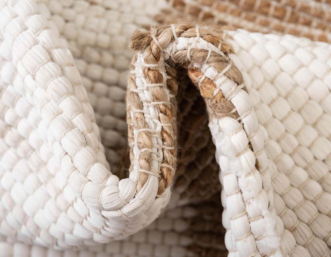 Unique Loom Indoor Rugs - Chindi Jute Modern 10x14 Rectangular Rug White/Natural