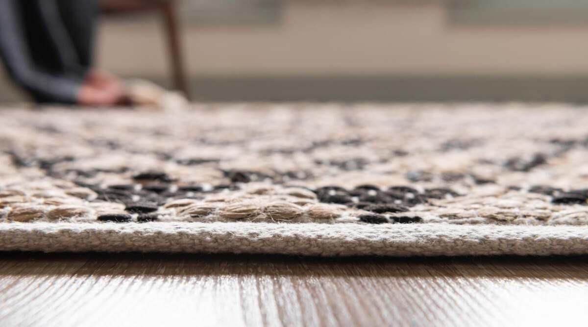 Unique Loom Indoor Rugs - Chindi Jute Rustic 10x14 Rectangular Rug Black
