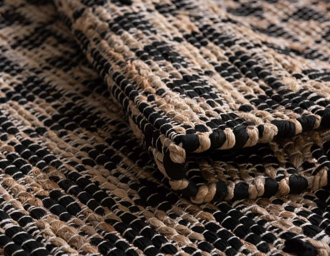 Unique Loom Indoor Rugs - Chindi Jute Rustic 10x14 Rectangular Rug Black