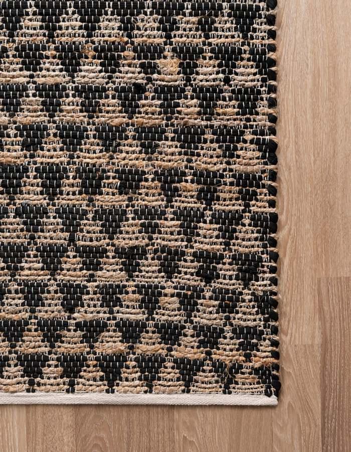 Unique Loom Indoor Rugs - Chindi Jute Rustic 10x14 Rectangular Rug Black