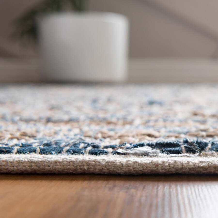 Unique Loom Indoor Rugs - Chindi Jute Rustic 10x14 Rectangular Rug Blue