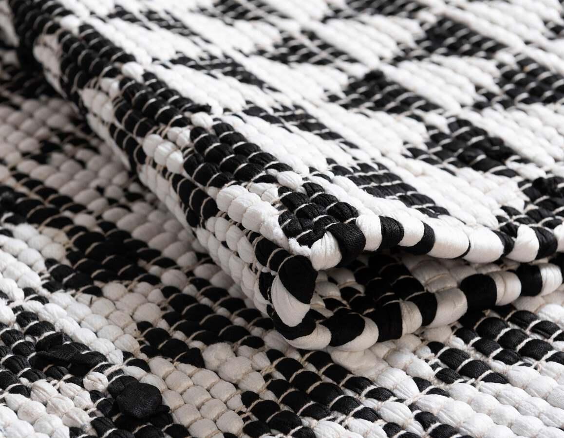 Unique Loom Indoor Rugs - Chindi Jute Rustic 10x14 Rectangular Rug White/Black