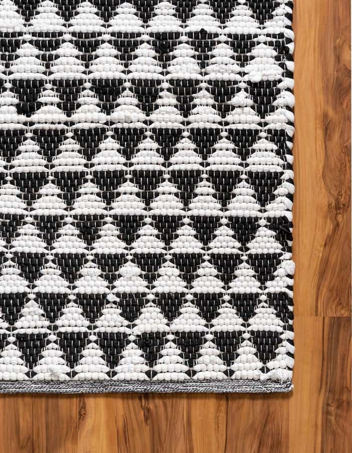 Unique Loom Indoor Rugs - Chindi Jute Rustic 10x14 Rectangular Rug White/Black