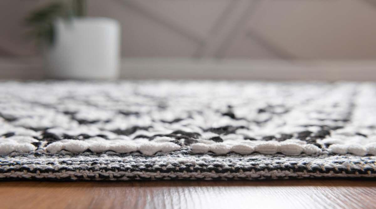 Unique Loom Indoor Rugs - Chindi Jute Rustic 10x14 Rectangular Rug White/Black