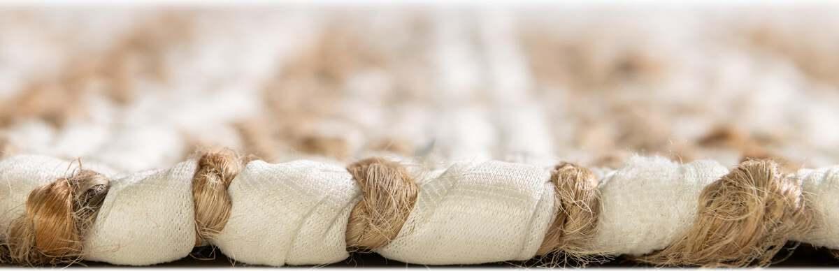 Unique Loom Indoor Rugs - Chindi Jute Rustic 10x14 Rectangular Rug White/Natural
