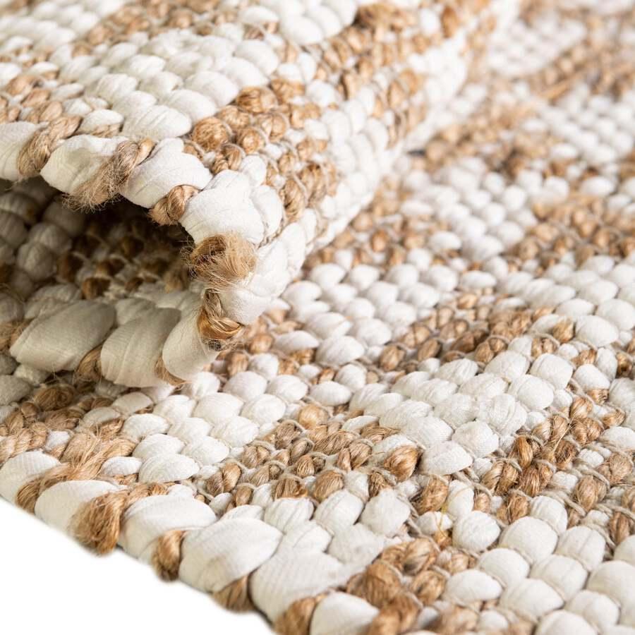Unique Loom Indoor Rugs - Chindi Jute Rustic 10x14 Rectangular Rug White/Natural