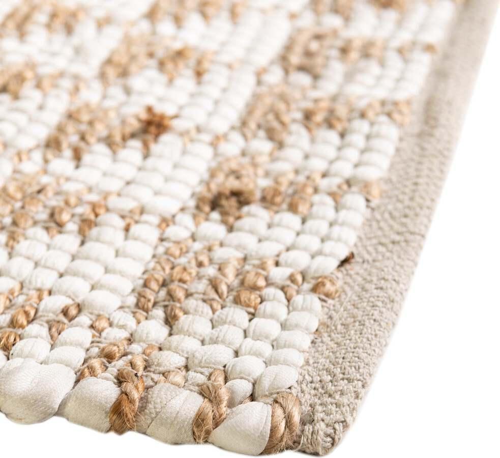 Unique Loom Indoor Rugs - Chindi Jute Rustic 10x14 Rectangular Rug White/Natural