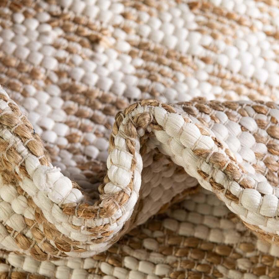 Unique Loom Indoor Rugs - Chindi Jute Rustic 10x14 Rectangular Rug White/Natural