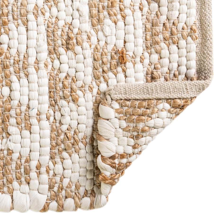Unique Loom Indoor Rugs - Chindi Jute Rustic 10x14 Rectangular Rug White/Natural