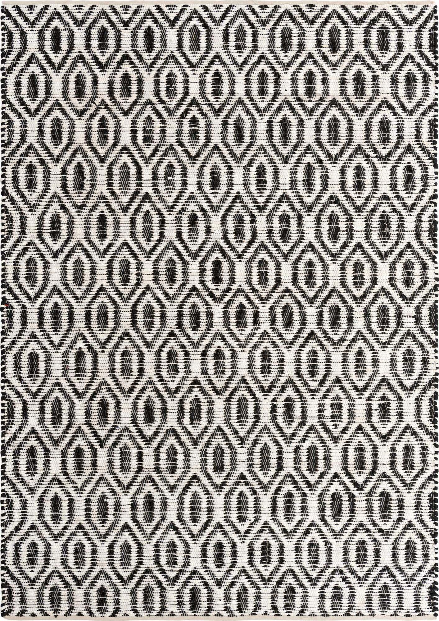 Unique Loom Indoor Rugs - Chindi Jute Trellis Rectangular 8x11 Rug White & Black