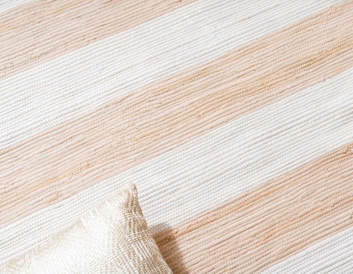 Unique Loom Indoor Rugs - Chindi Rag Modern 12x16 Rectangular Rug Beige