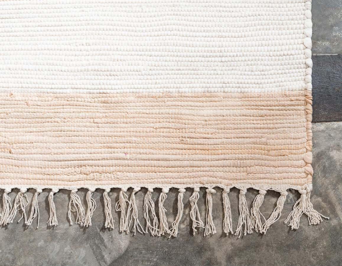 Unique Loom Indoor Rugs - Chindi Rag Modern 12x16 Rectangular Rug Beige