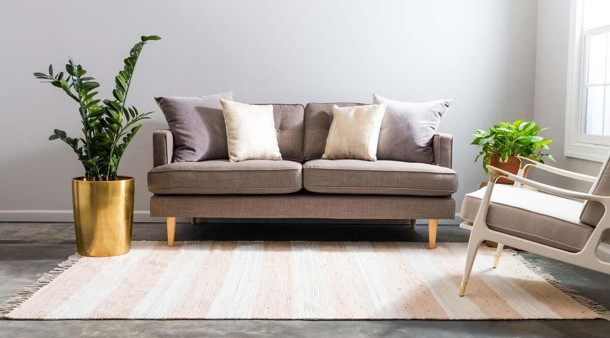 Unique Loom Indoor Rugs - Chindi Rag Modern 12x16 Rectangular Rug Beige