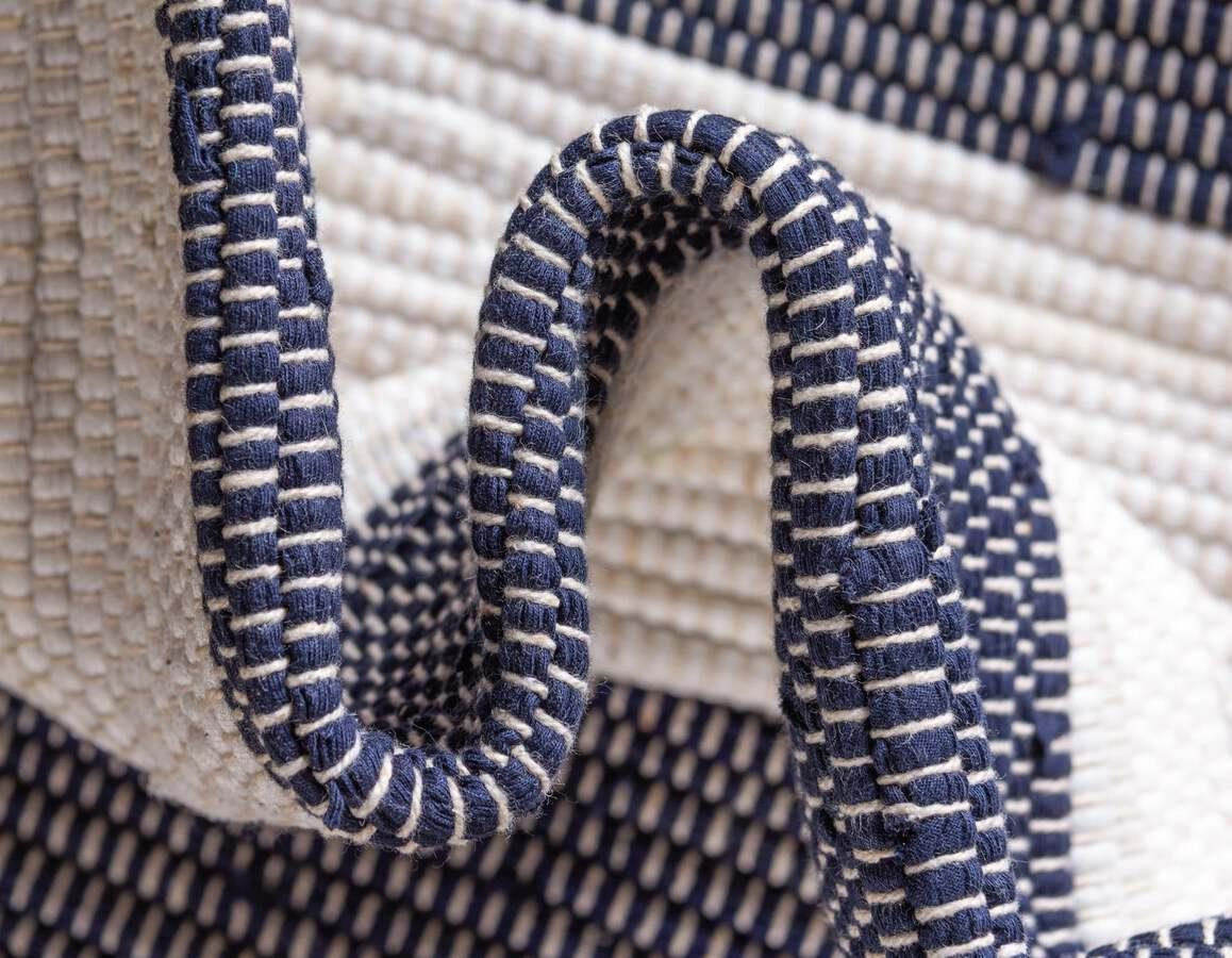 Unique Loom Indoor Rugs - Chindi Rag Modern 12x16 Rectangular Rug Navy Blue
