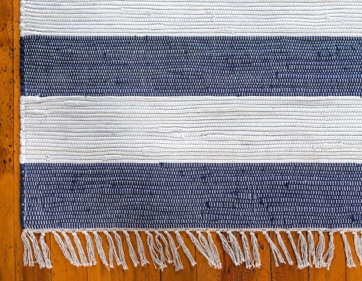 Unique Loom Indoor Rugs - Chindi Rag Modern 12x16 Rectangular Rug Navy Blue
