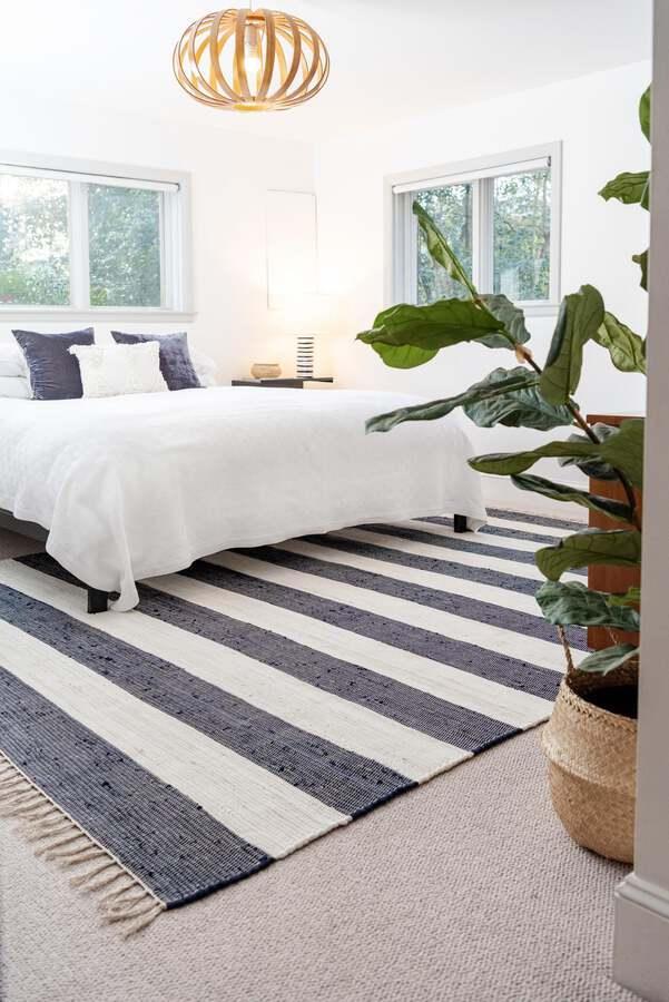 Unique Loom Indoor Rugs - Chindi Rag Modern 12x16 Rectangular Rug Navy Blue