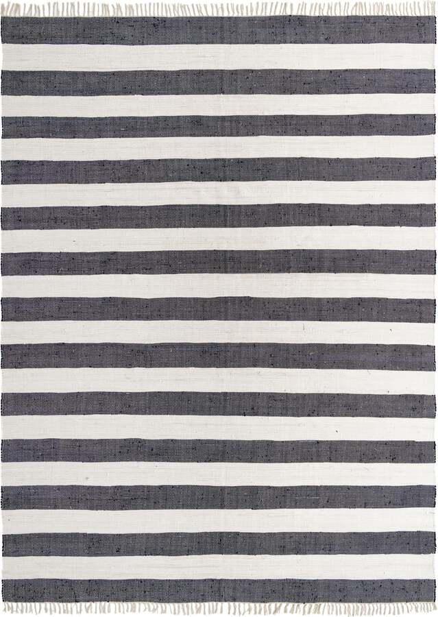 Unique Loom Indoor Rugs - Chindi Rag Modern 12x16 Rectangular Rug Navy Blue