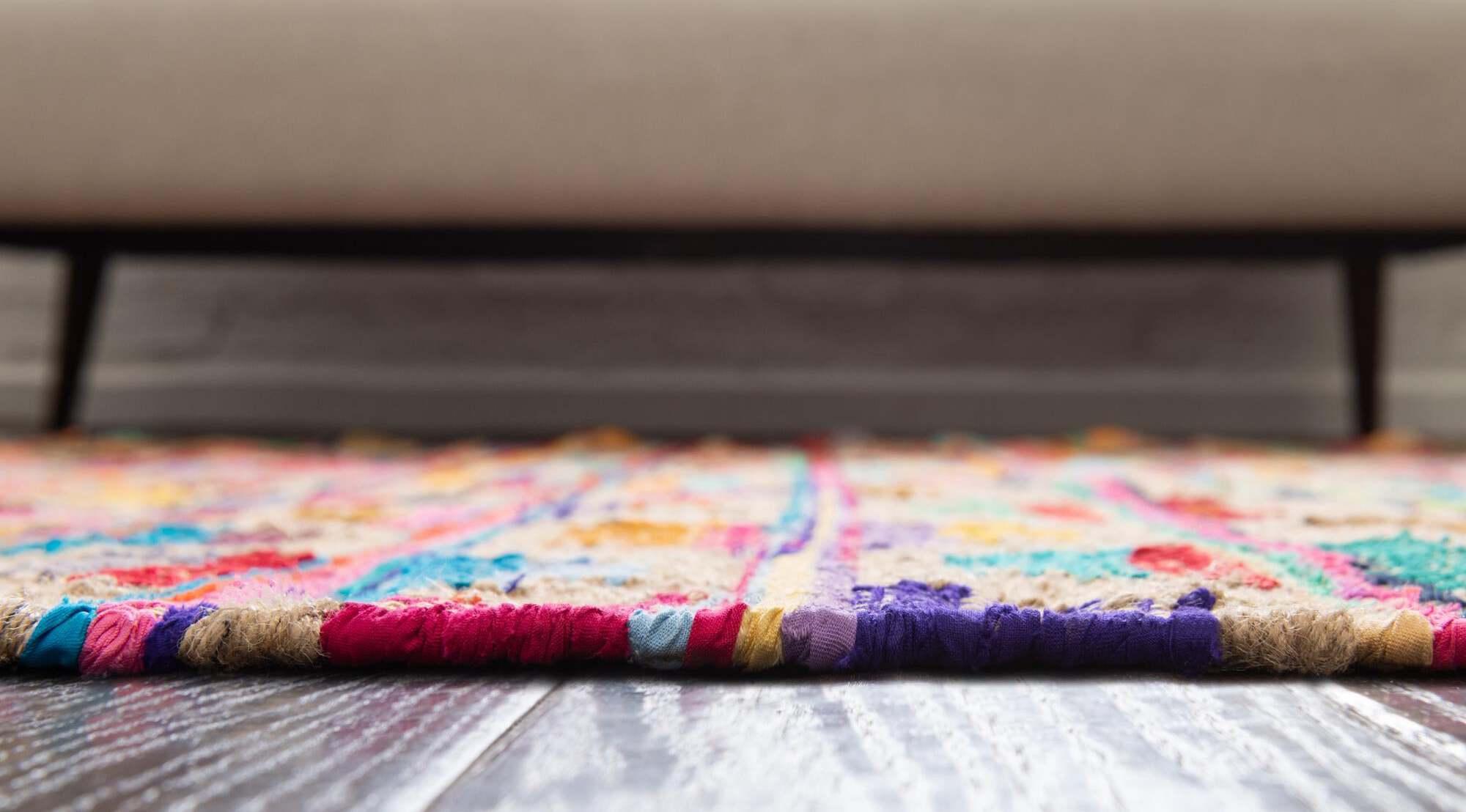 Unique Loom Indoor Rugs - Chindi Trellis Argyle Rectangular 9x12 Rug Multi & Beige