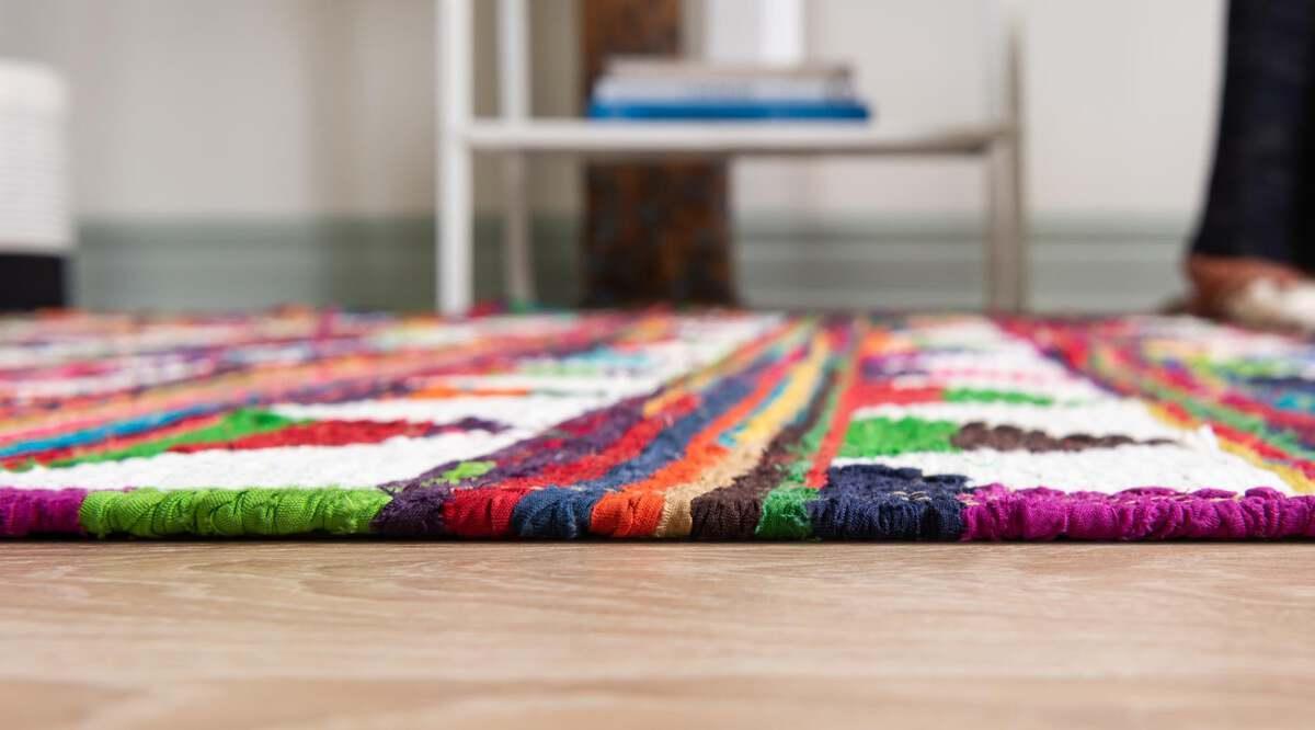 Unique Loom Indoor Rugs - Chindi Trellis Bohemian 9x12 Rectangular Rug Multi