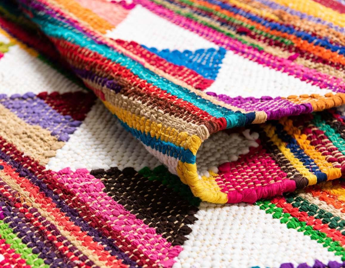 Unique Loom Indoor Rugs - Chindi Trellis Bohemian 9x12 Rectangular Rug Multi