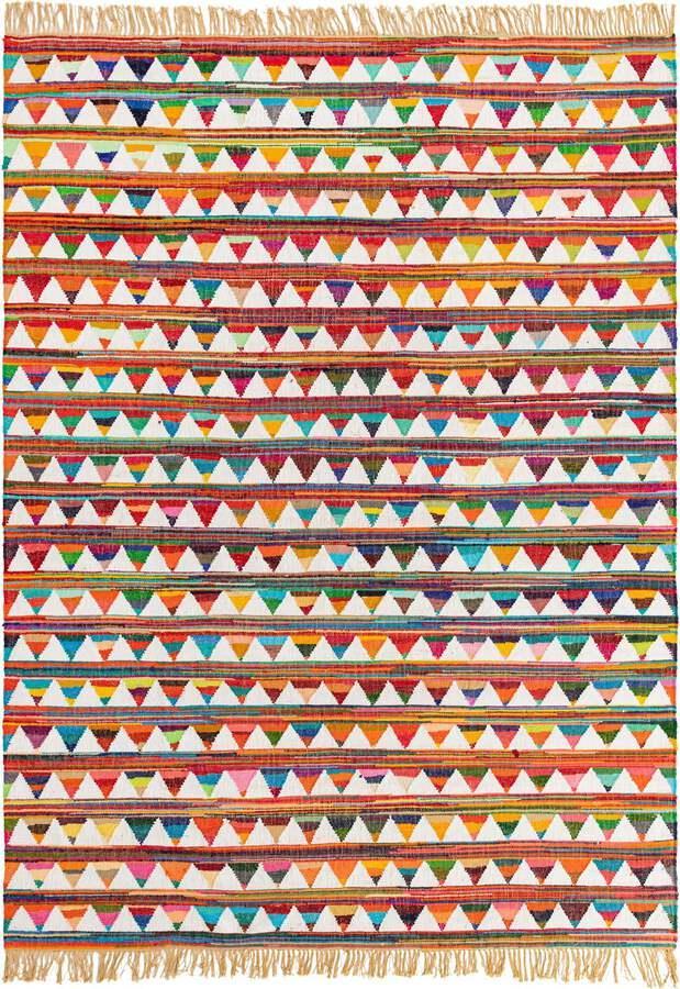 Unique Loom Indoor Rugs - Chindi Trellis Bohemian 9x12 Rectangular Rug Multi